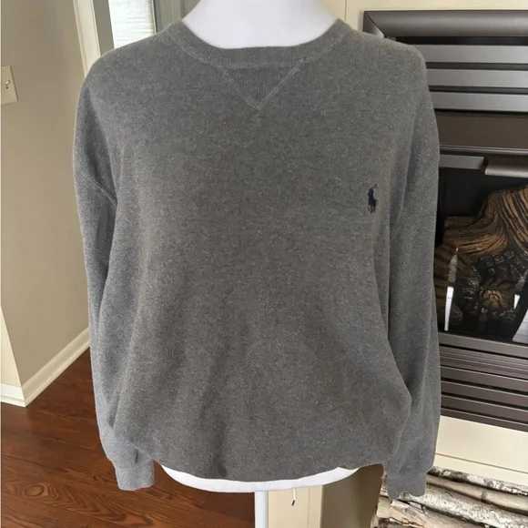 Ralph Lauren Men's Gray Crewneck Sweater/sweatshirt 100% cotton XL - Picture 1 of 6